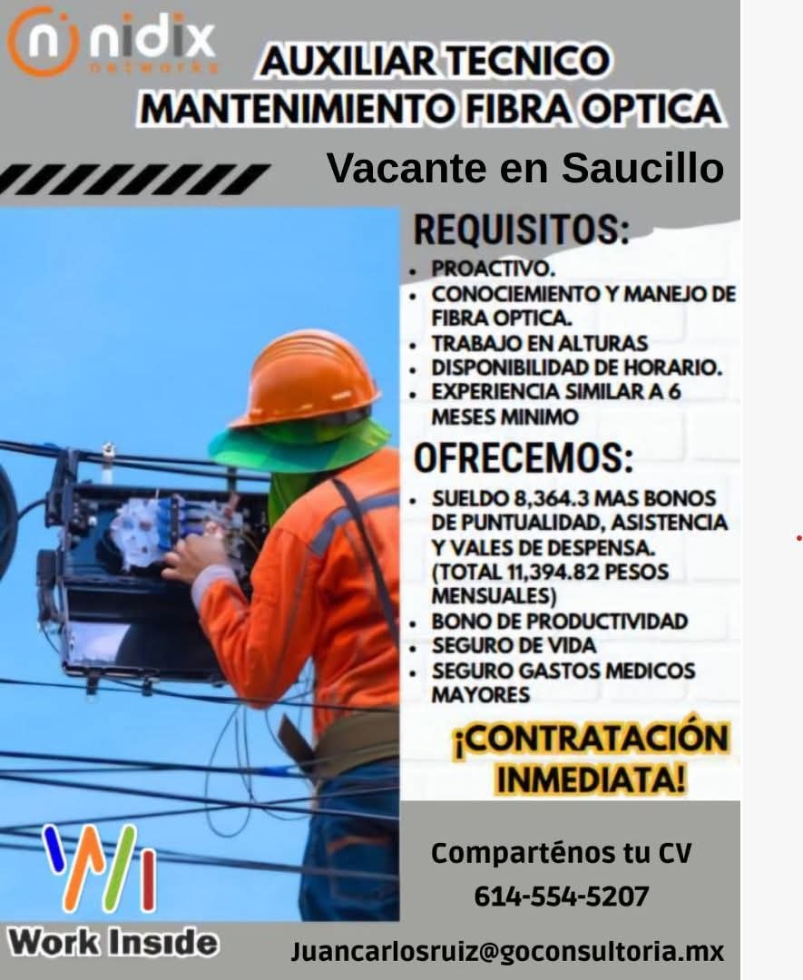 Auxiliar técnico  de mantenimiento