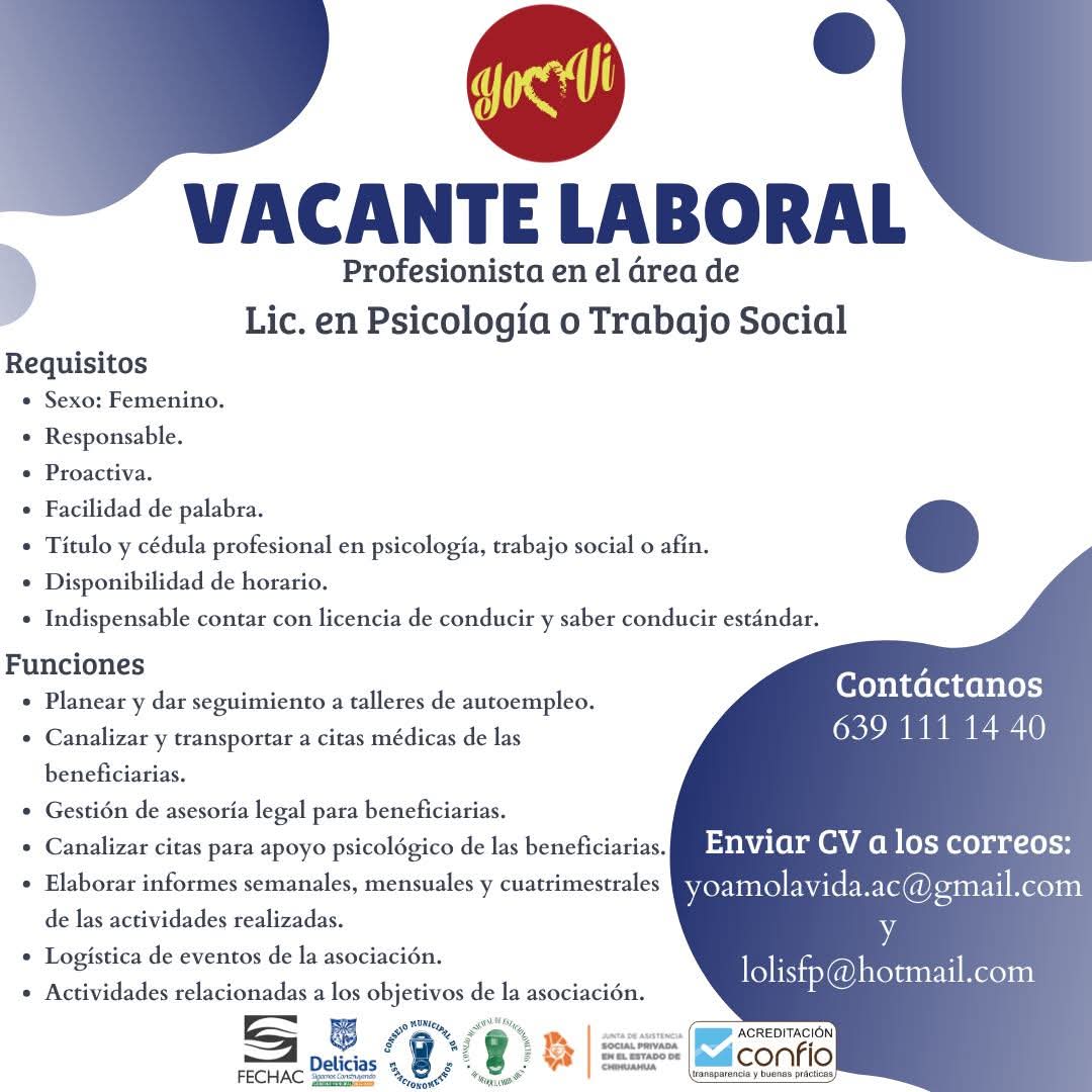 Lic en psicología o trabajo social