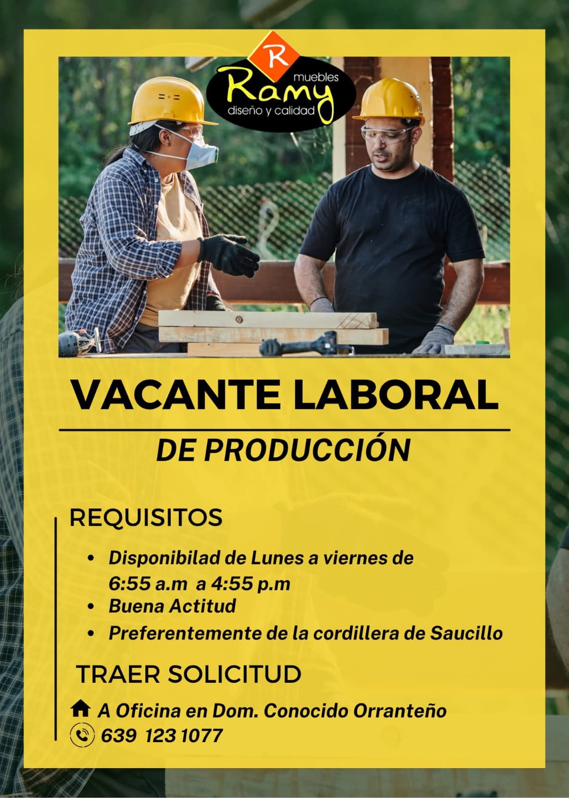 Vacante laboral de producción