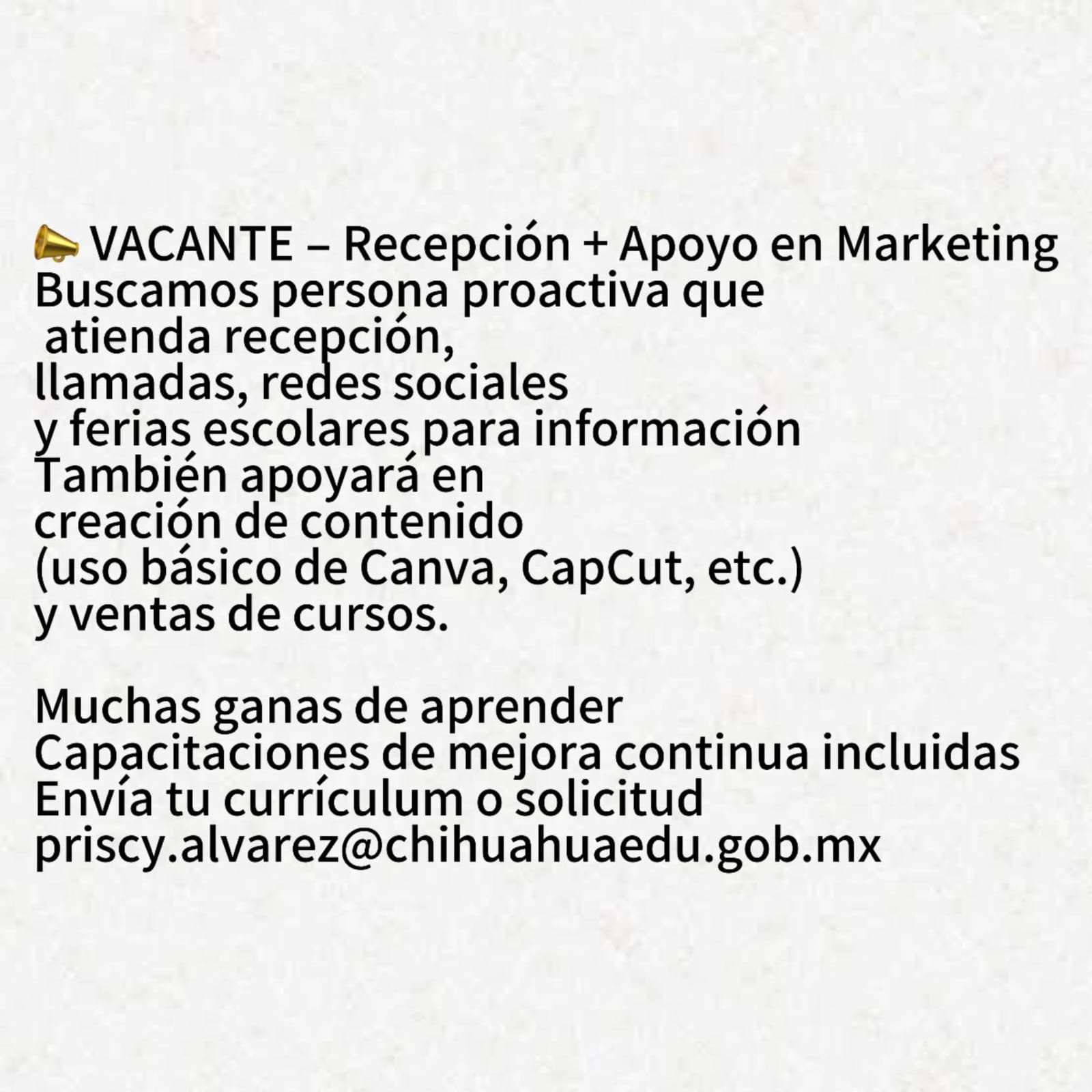 Recepcion Apoyo a marketing