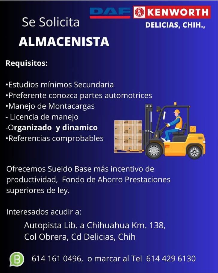 Almacenista  de rafacciones