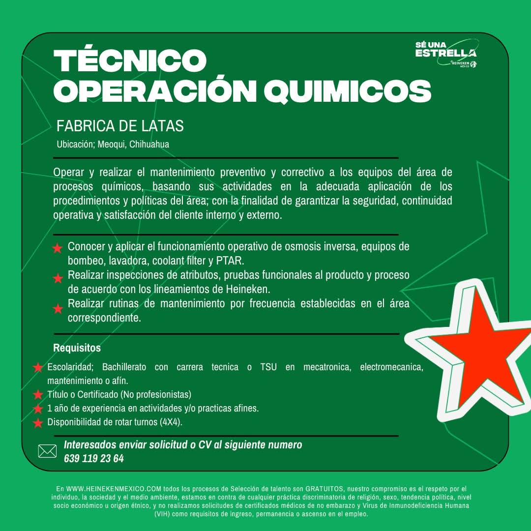 Técnico de Operación químicos