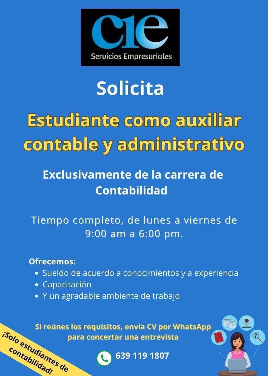 Estudiante como auxiliar contable