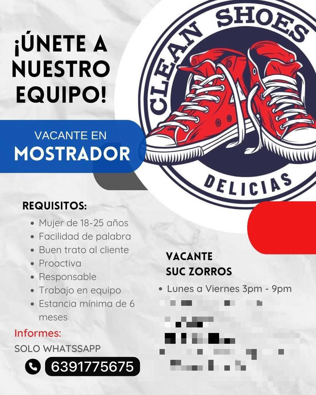 Vacante en mostrador