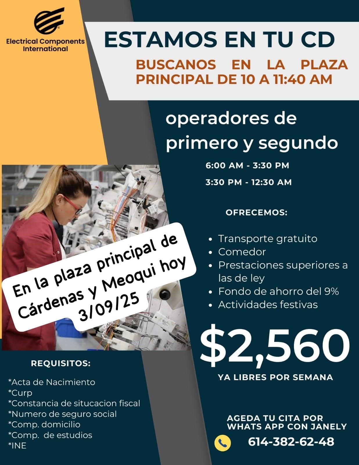 Operadores de primero y segundo turno