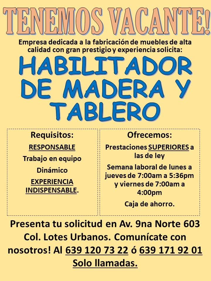 Habilitador de madera y tablero