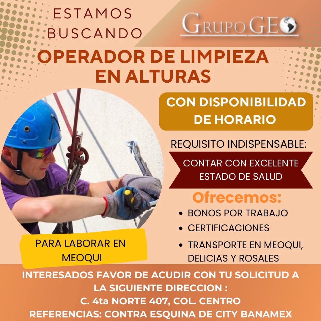 Operador de limpieza en alturas