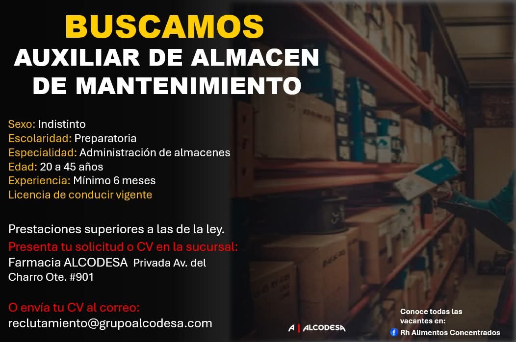 Auxiliar de almacén y mantenimiento