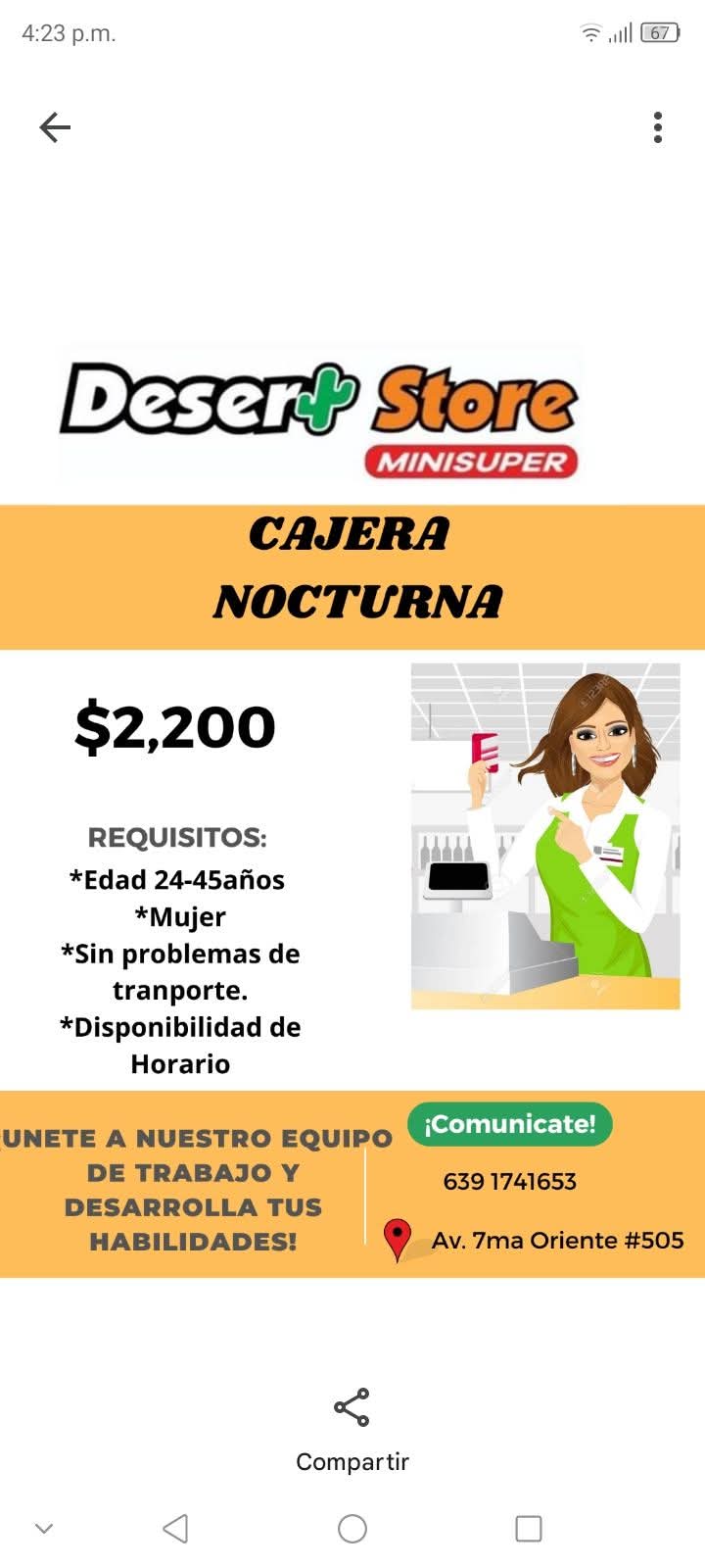 Cajera nocturna