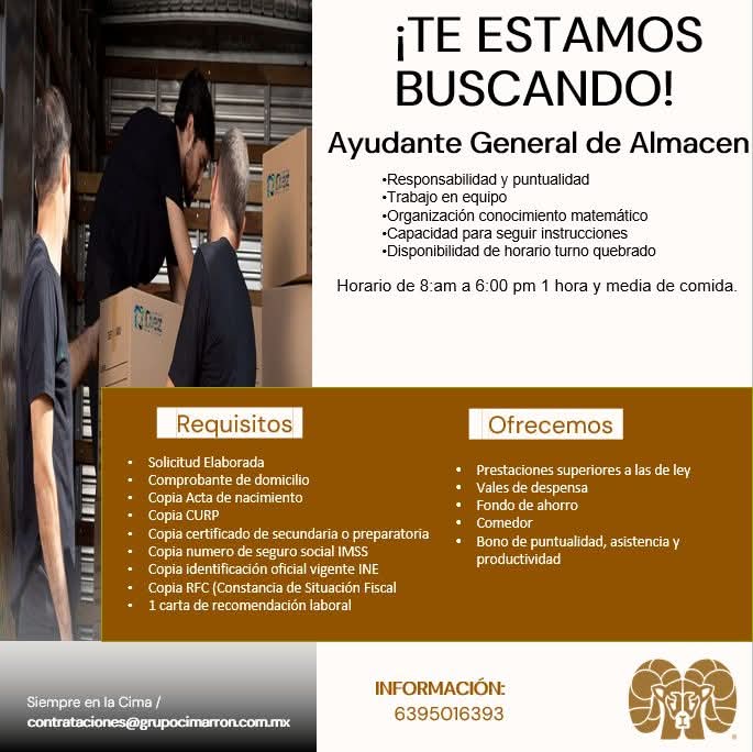 Ayudante general de almacén