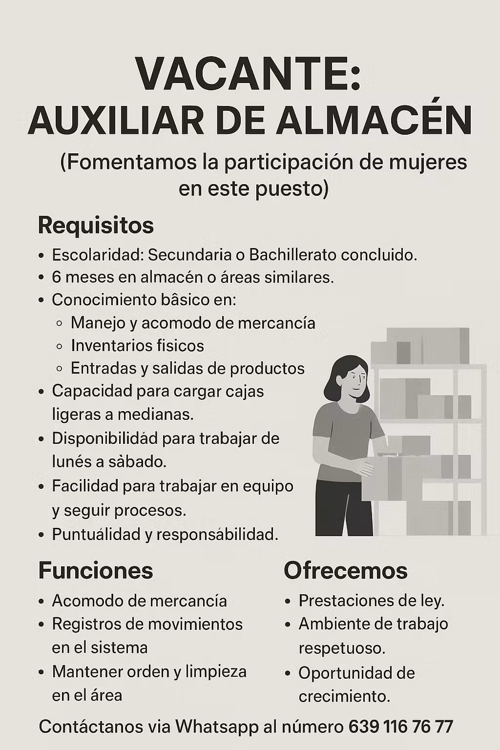 Auxiliar de almacén
