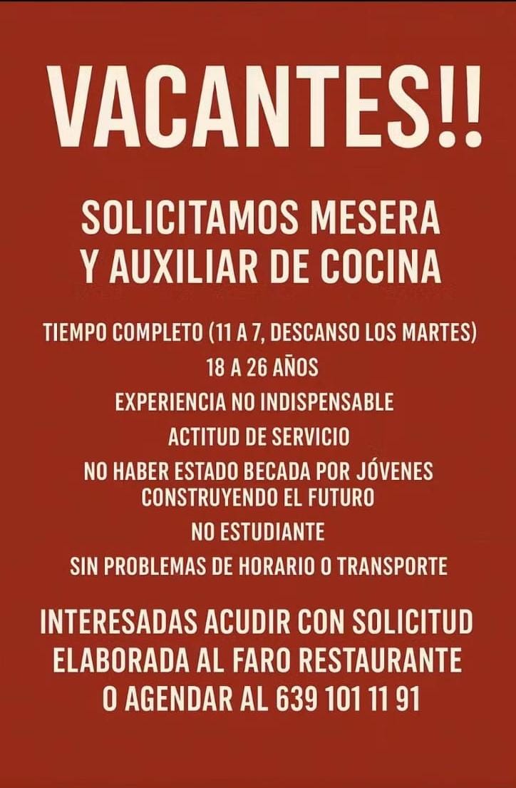 Mesera y auxiliar de cocina