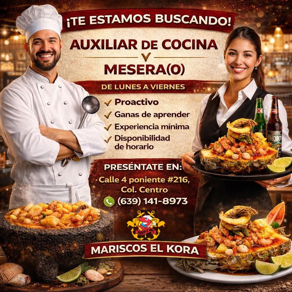 Mesera y auxiliar de cocina