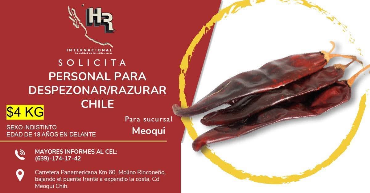 Personal para despesonar chiles