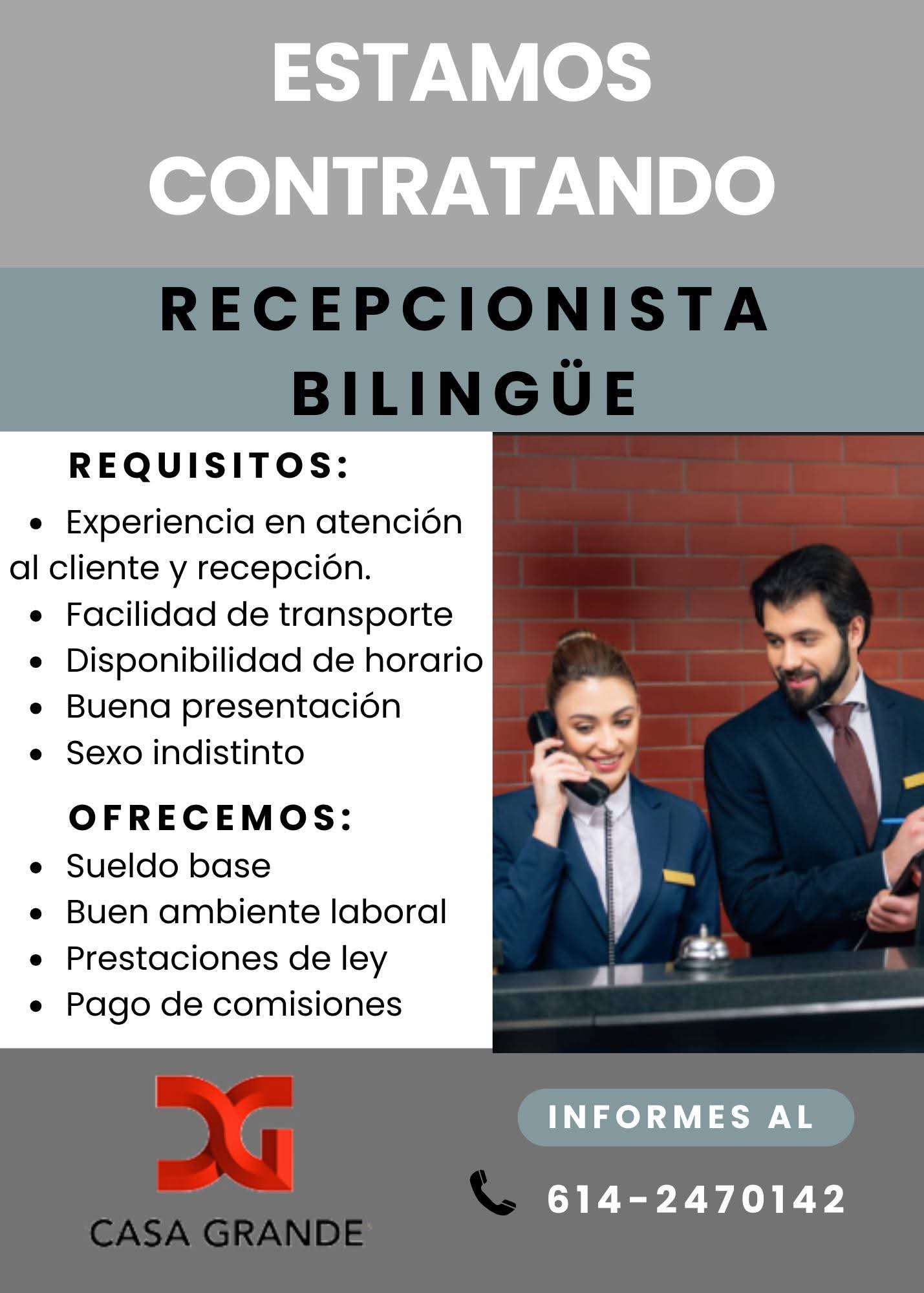 Recepcionista bilingue