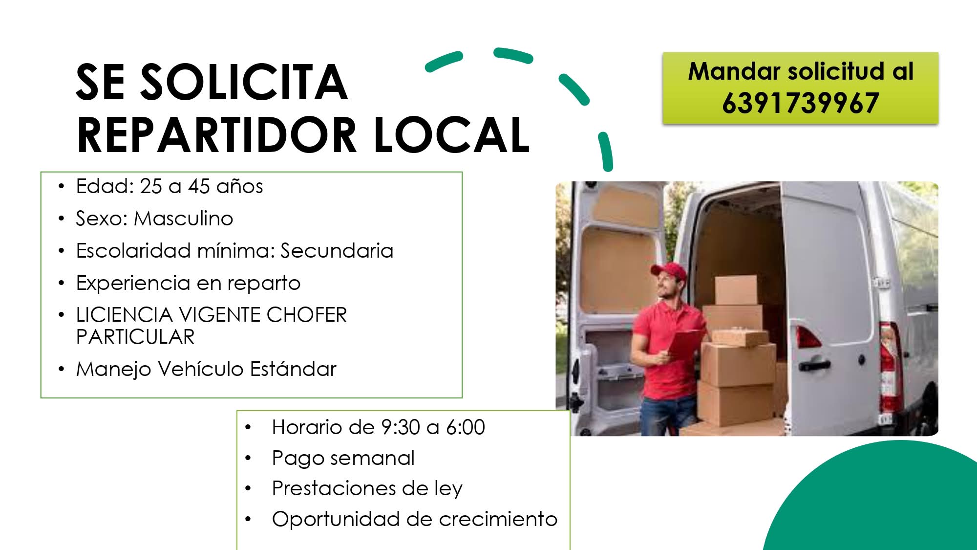Se solicita repartidor local