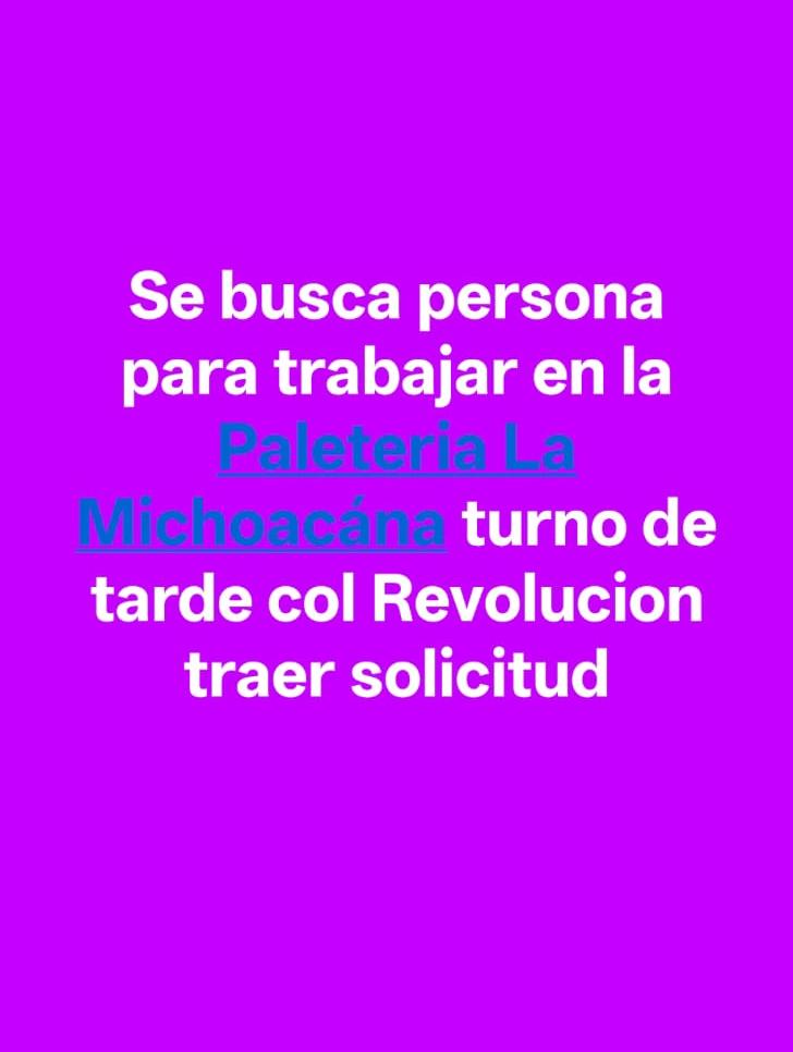 Persona para trabajar en paleteria