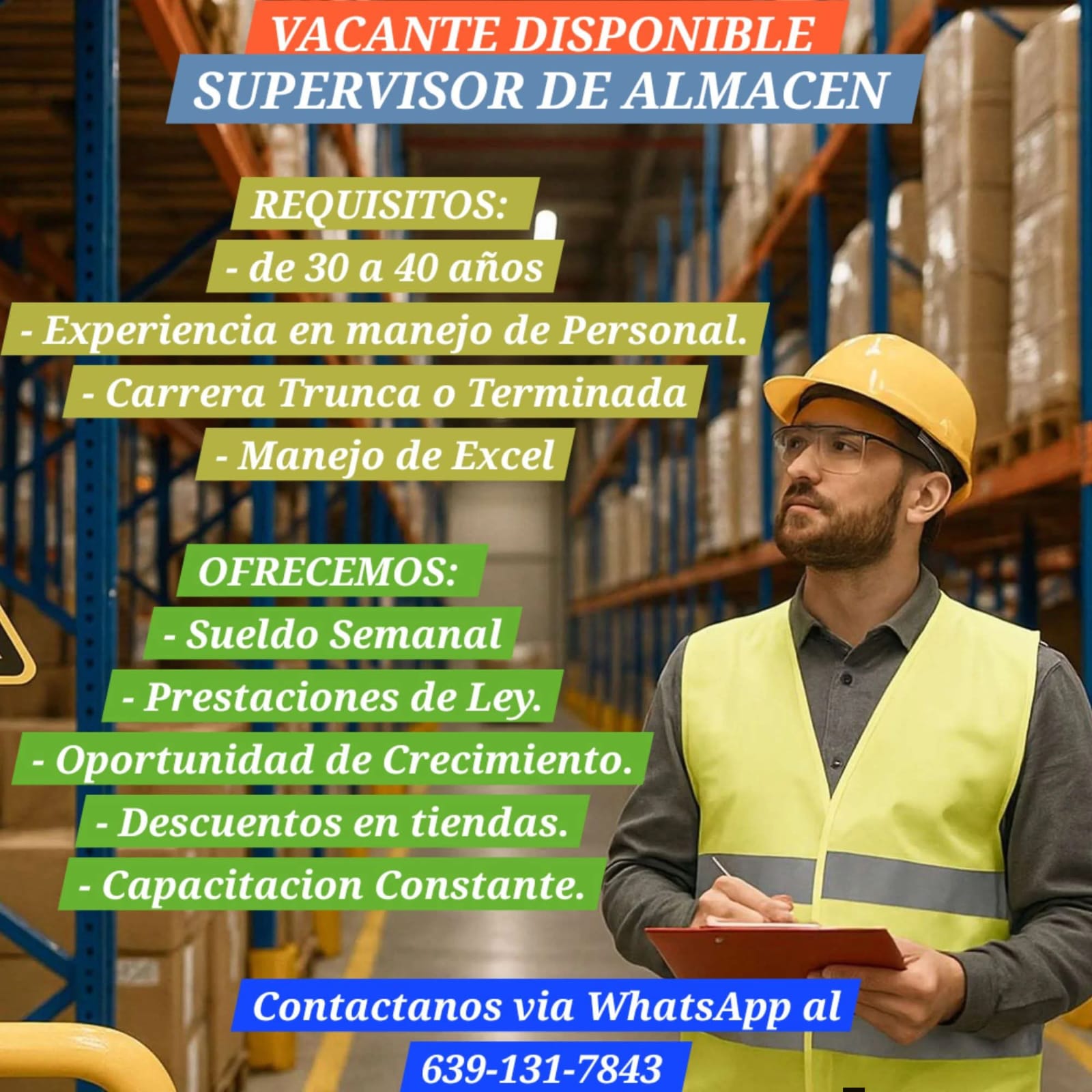 Supervisor de almacén