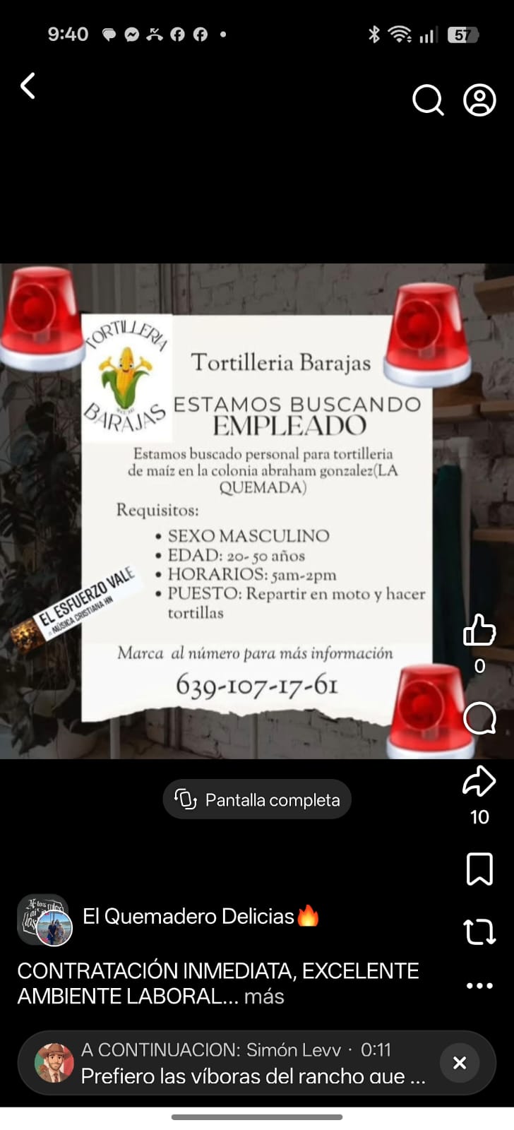 Empleado de tortilleria