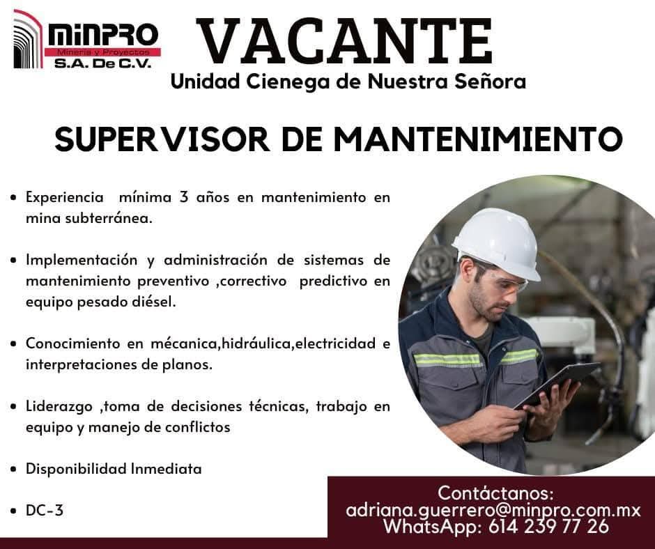 Supervisor de mantenimiento