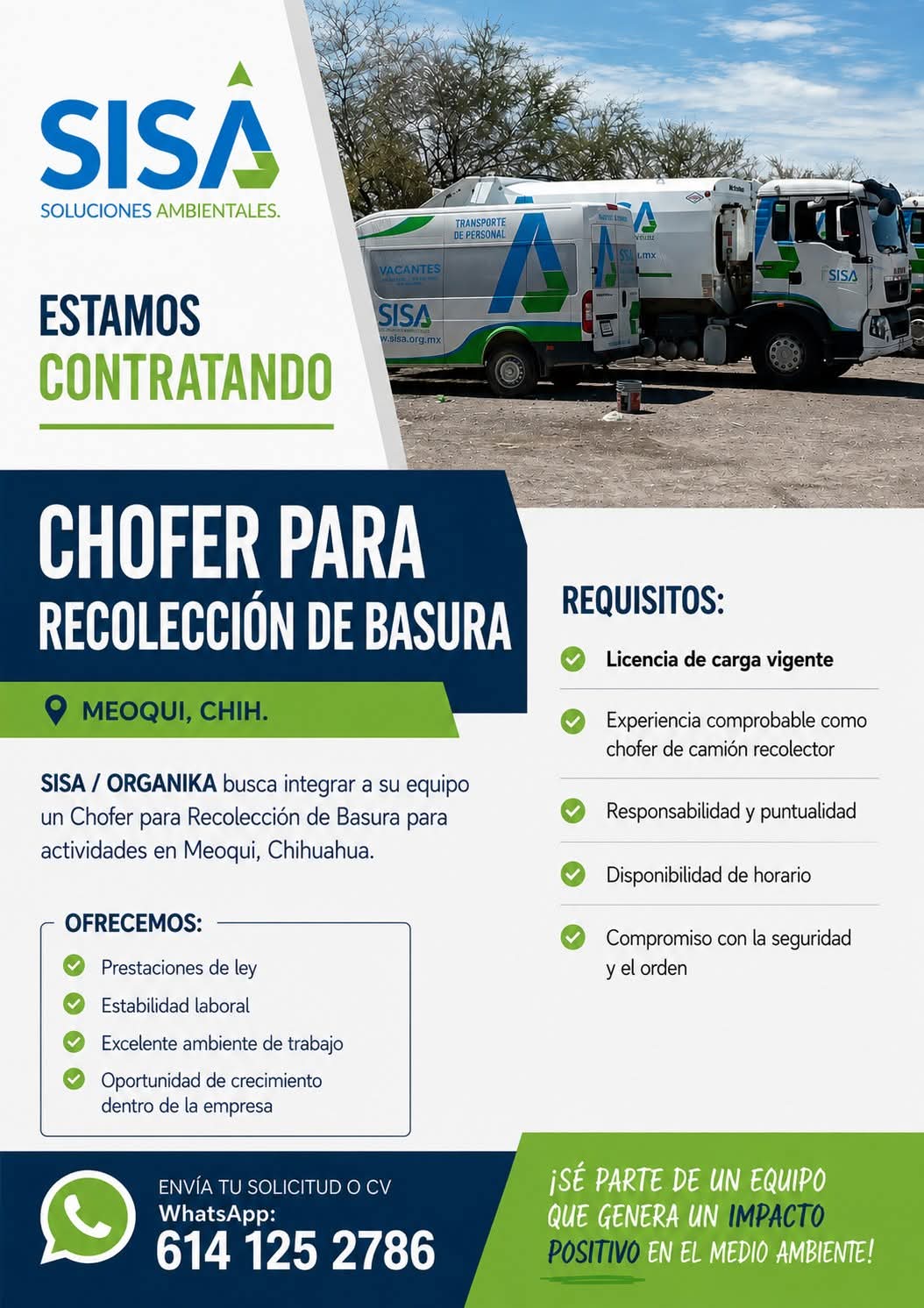 Chofer para recoleccion de basura
