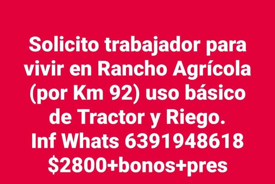 Trabajador para vivir en rancho