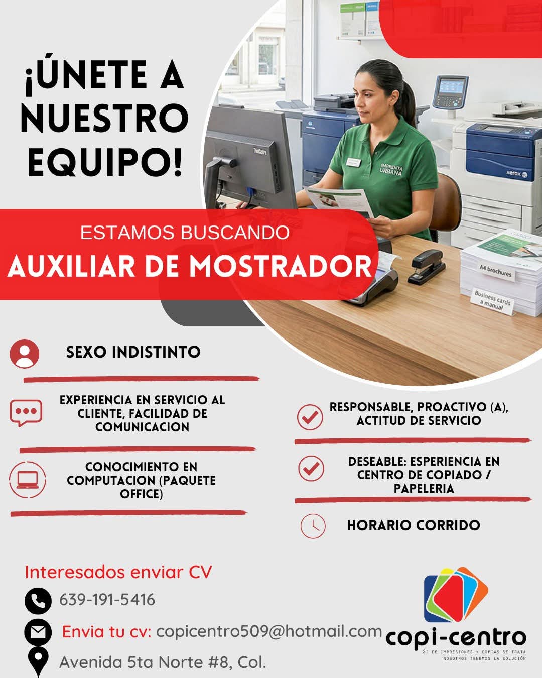 Auxiliar de mostrador