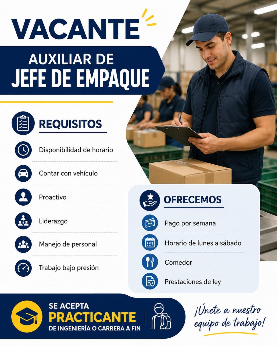 Auxiliar jefe de empaque