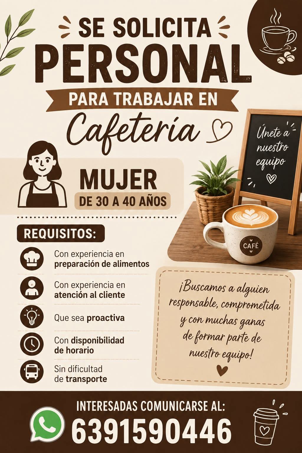 Personal para cafeteria