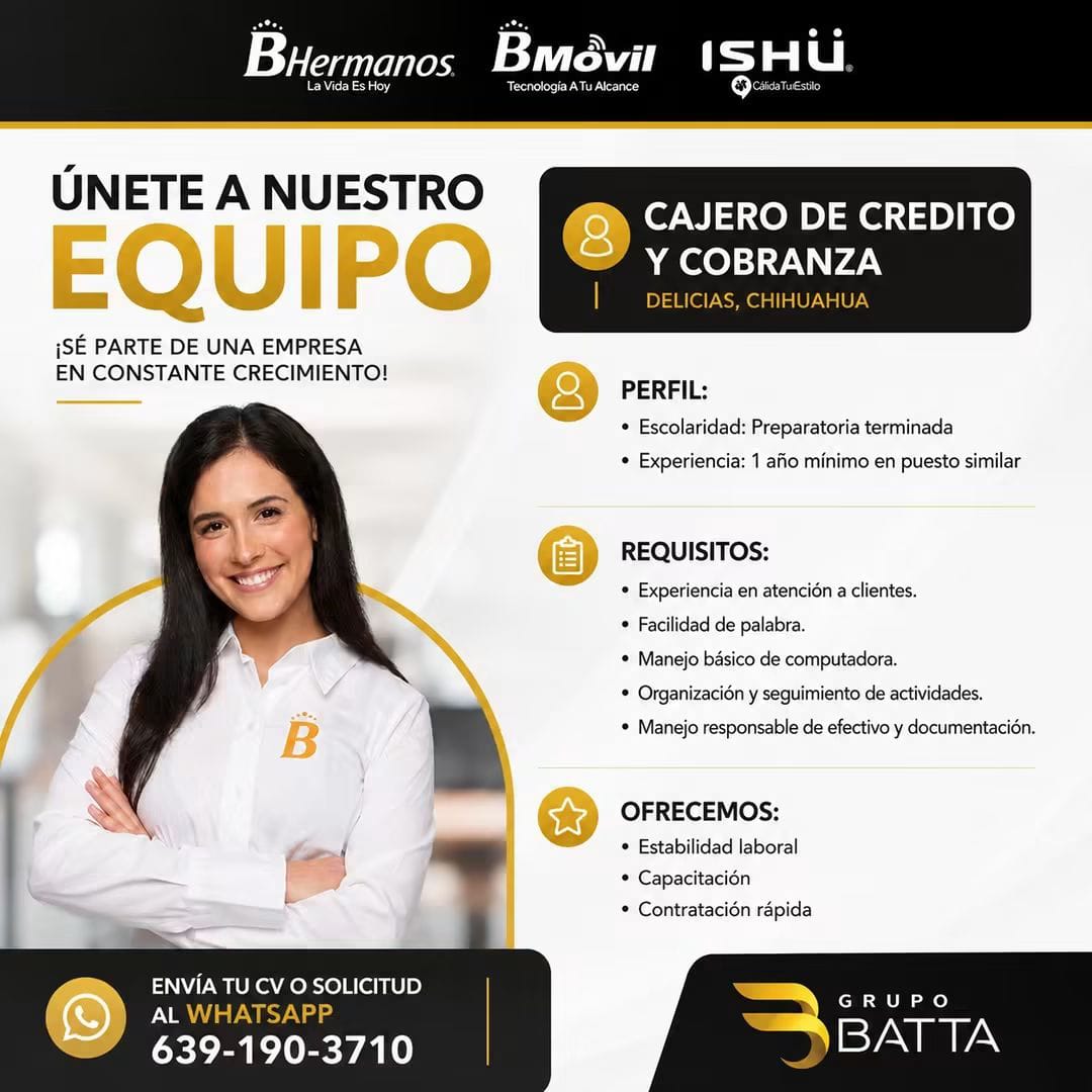 Cajero de credito y  cobranza