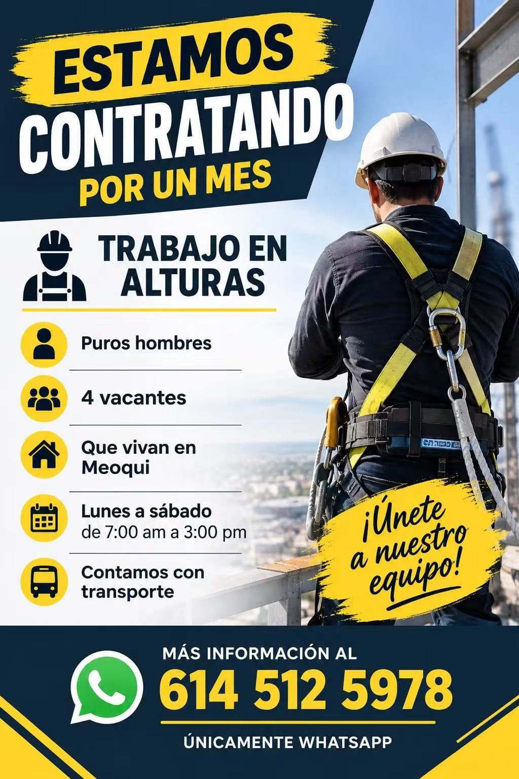 Vacante de limpieza en alturas