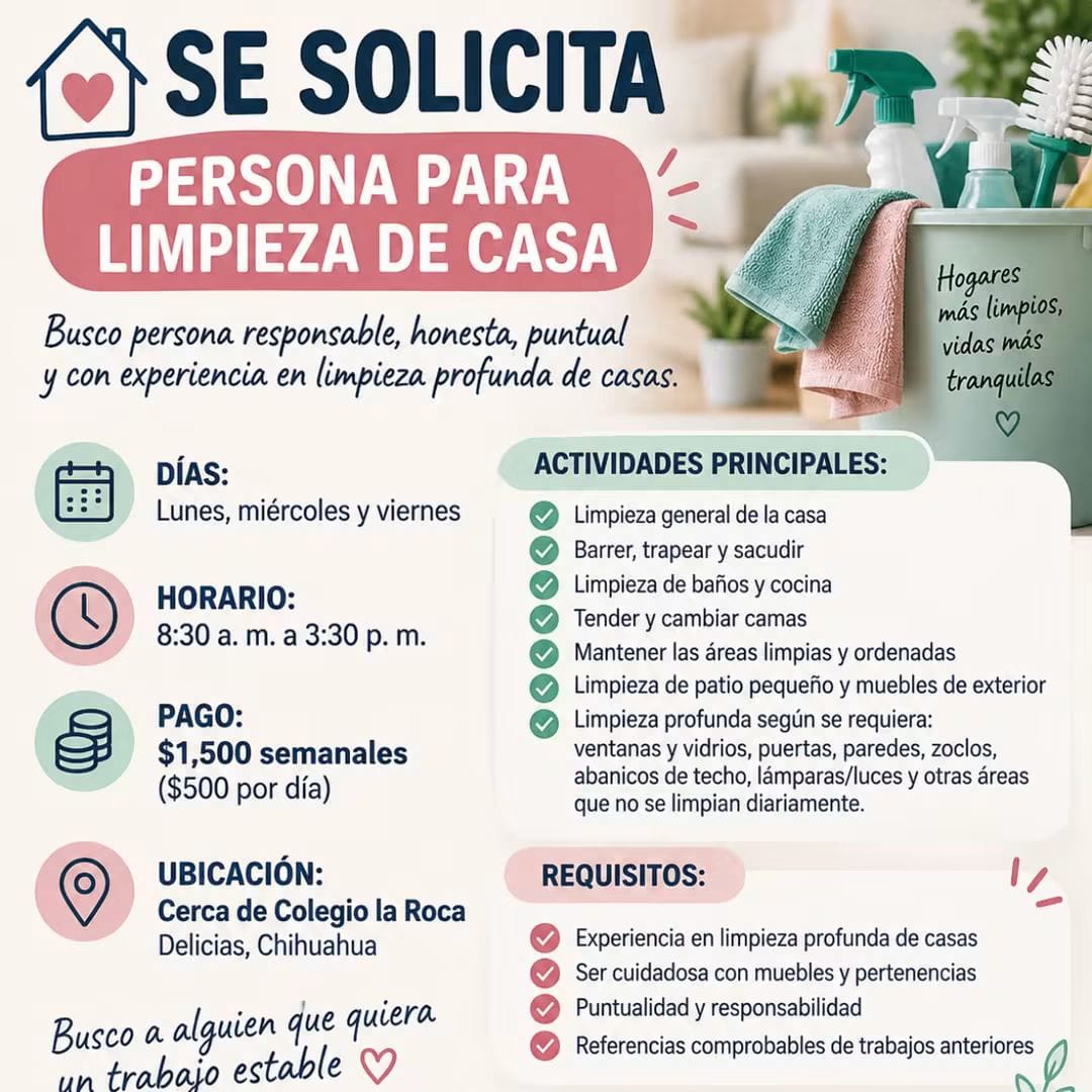 Personal para limpieza de casa