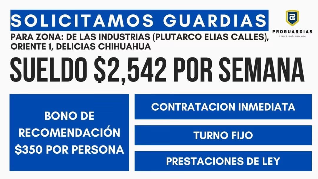 ¡PROGUARDIAS ESTÁ CONTRATANDO DELICIAS!